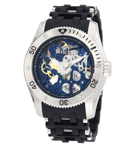 Invicta Men's 1257 Sea Spider Mechanical Skeleton Dial Black Polyurethane Watch