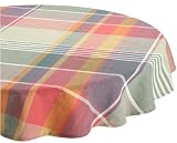 Mahogany Lua 60-Inch Large Multi-color Plaid Table Cloth, Round, 100-Percent Woven Cotton