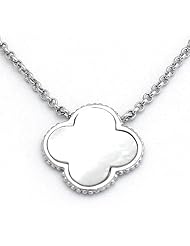 925 Sterling Silver Mother of Pearl MOP Alhambra 1 Motif Clover Necklace