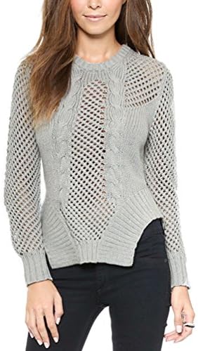Mantos Women's Long Sleeve Eyelet Cable Tunic Sweater