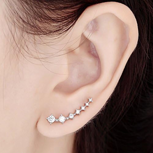 Podaja(TM) Ear Sweep Wrap Silver Swarovski Element Crystal Earrings Ear Sweep Cuff (Earring 1)