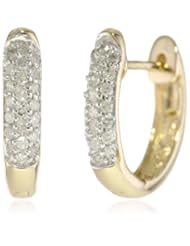 14k Gold Oval Pave Diamond Hoop Earrings (1/4 cttw, H-I Color, I1-I2 Clarity)