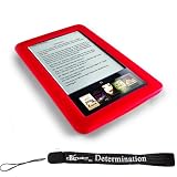 Kroo Nook Electronic Book Reader Slim Silicone Skin Case (RED) + Includes a 4-Inch eBigvalue Determination Hand Strap