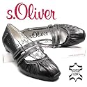 s.OLIVER, Damen Glattleder Ballerina, Faltenwurf, schwarz