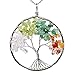 KISSPAT Handmade Tree of Life Gemstone Pendant Necklace with 26