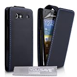 Yousave Accessories TM Samsung Galaxy S Advance i9070 Schwarz Litschi Leder Flip Schutzh�lle Tasche Mit Blau Heften Displayschutz Folie Und Graues Micro Faser Poliertuchvon "Yousave"