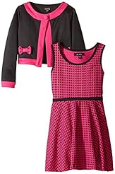 Girls Polka Dot Print   Embroidered Cotton/Denim  Dress With a Bow(s) and Ruffles