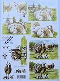 A4 3D step by step Le Suh decoupage sheet - farm animals - sheep, lambs