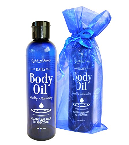 Sublime Beauty DAILY BODY OIL, 8 Oz. Blend of 5 Pure Oils with No Preservatives. Moneyback Guarantee.