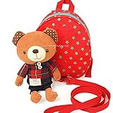 Coofit® Cute Cartoon Bear Children Kids Baby Toddler Anti-lost Backpack (Anti-lost Red Bear)