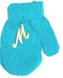 One Size Blue Mitten with Customer Chosen Ivory Monogram for Infants Ages 0-12 Months.