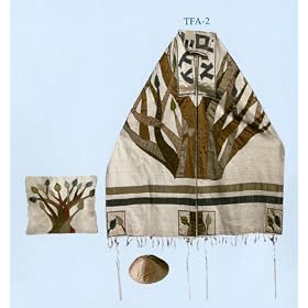 Clothing Store For Women : Emanuel Raw Silk Applique'd Tallit Set - Tree of Life, 34