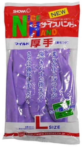 ナイスハンド マイルド 厚手 裏毛つき L パープル