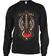 Rock And Roll Mens Thermal Shirt, Winged Guitar and Pinstriping Design Mens Long Sleeve Thermal Shirt