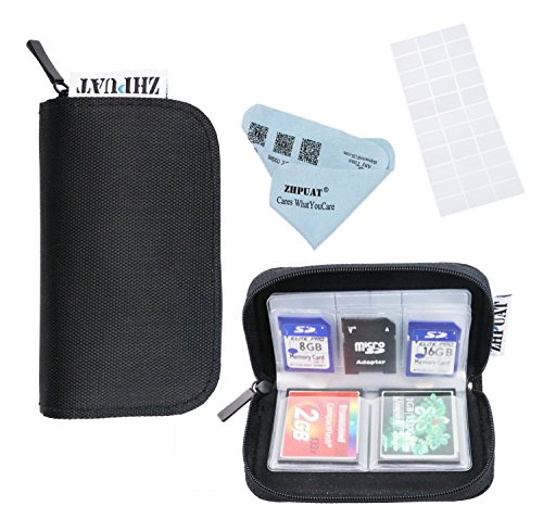 New-Gen-30-Slots-ZHPUAT-Memory-Cards-Carrying-Case-Designed-for-CF-SDHC-SD-Cards-in-total-12-Pages-and-30-Slot