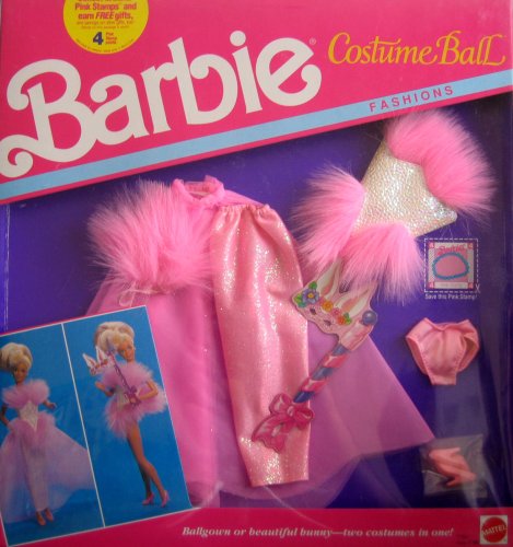 Barbie Costume Ball Fashions w Faux Fur - 2 Costumes BALLGOWN or BUNNY (1990 Mattel Hawthorne)