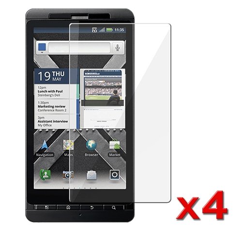Clear LCD Screen Protector Guards with Lint-free Cleaning Cloth for Motorola Droid X2, 4-Pack Combo