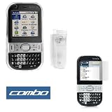 Palm Treo Centro 690 Smartphone Accessory Bundle Kit- Transparent Clear Crystal Snap On Case with Belt Clip + Premium Clear Reusable LCD Screen Protector with Lint Cleaning Cloth By Ikross
