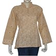 Womens Cotton Short Sleeve Top Shirt Blouse Chikan Embroidery Size M
