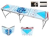 Hockey Beer Pong Table 8ft - Premium HD Design - Bottle Opener, Ball Rack, & 6 Pong Balls!