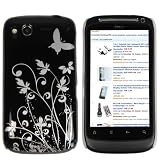 mumbi Schmetterling Blumen H�lle HTC Desire S Schutzh�lle (Harte R�ckseite) Butterfly schwarzvon "mumbi�"