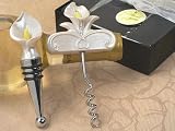 Elegant calla lily Wine stopper and wine opener set. (Set of 12)