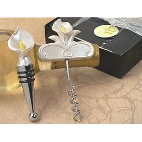 Baby Keepsake: Elegant calla lily Wine stopper and wine opener set.