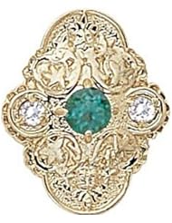 14 Karat Gold Slide with Emerald center and Diamond accents GS341-E-D
