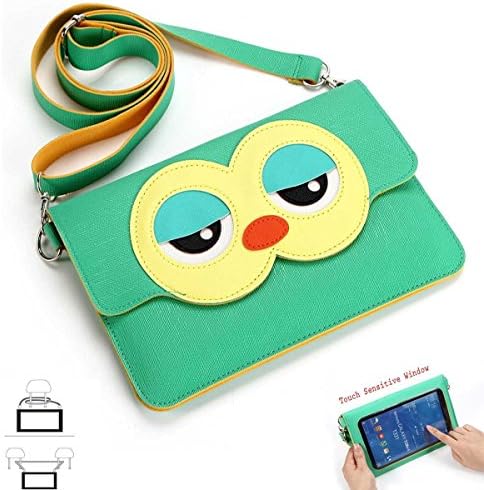 7 &amp; 7.85 &amp; 7.9 Inch Universal Tablet RCA,Nextbook,IRulu,Fire 2015 2016,Verizon,AT&amp;T,Kindle 7",much more Bag Purse Case Messenger Cover With Adjustable Strap and Built-in Screen Protector (GREEN OWL)