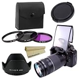 52mm Professional Lens Accessory Kit for NIKON D7000 D5100 D5000 D3100 D3000 D40 D60 D80 D3200 Cameras -- Includes: High Resolution Filter Kit (UV, Polarizing, Fluorescent) + Carry Pouch + Tulip Flower Lens Hood + Universal Pop-Up Flash Diffuser Soft Scre