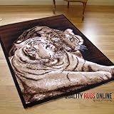 Large Modern Animal Print Out Of Africa Tiger Couple Rug 1.15m x 1.6m (4' x 5'3 Approx)