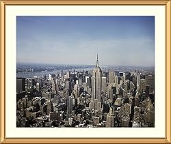 Empire State Building and Manhattan Skyline - Beautiful approx. 25x29-inch Framed & Matted - 1 1/2-inch Antique Style Gold Frame - Photographic Print by Carol M. Highsmith