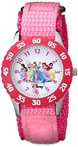 Disney Girls' W000042 Time Teacher Disney Princess Watch with Pink Nylon Band