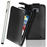 from SUPERGETS Supergets Samsung Galaxy S2 I9100 Premium Black Top Flip Leather Case Includes Screen Protector, Touch Screen Stylus And Polishing Cloth