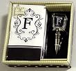 Gift Set of 30 Monogram Paper Guest Towels and 1 Monogram Glass Winestopper - F