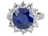 Platinum Sapphire and Diamond Ring, (7.04 cttw sapphire, 2.06 cttw diamonds)