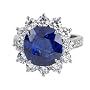 Platinum Sapphire and Diamond Ring, (7.04 cttw sapphire, 2.06 cttw diamonds)