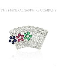 Natural Ruby, Emerald and Sapphire Brooch diamond with 1.18ct. Diamonds.