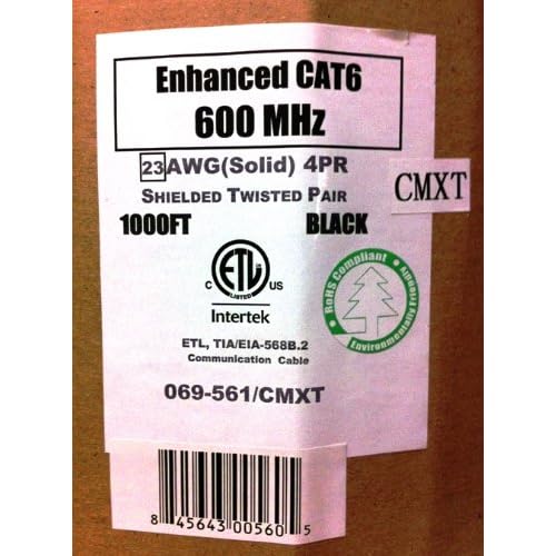 Cat6, 600 Mhz, Shielded Waterproof Tape, Direct Burial, 1000ft, Black, Bulk Ethernet Cable