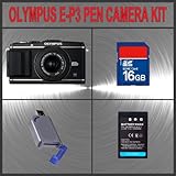 Olympus E-P3 PEN Digital Camera with 14-42mm Lens (Black) + Huge Accessorie ....