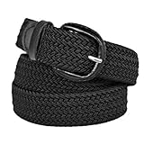 IMAGE OF Black Braided Elastic Stretch Belt Size Small