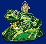 Old World Christmas Tree Frog On Lily Pad Glass Ornament #12256