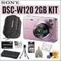 Sony Cybershot DSC-W120 7.2MP Digital Camera Pink + 2GB Deluxe Outfit - Sony ASONDSCW120PK4