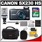 Canon PowerShot SX230 HS Digital Camera (Black) with 8GB Card + Battery + ( ....