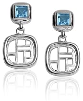 Sterling Silver Windows Collection Earrings w/ Blue Topaz by Zina