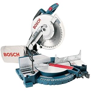 Click here to buy Bosch 3912 15 amp 12-inch Compound Miter Saw with Dust Bag and Work Clamp.