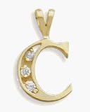 Ladies Yellow Gold 0.06 tcw Diamond C Initial Pendant