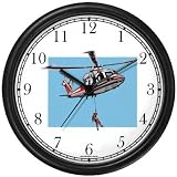 Rescue Helicopter Wall Clock by WatchBuddy Timepieces (White Frame)