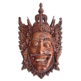 Wood mask, 'Rahwana, the Demon King' by NOVICA