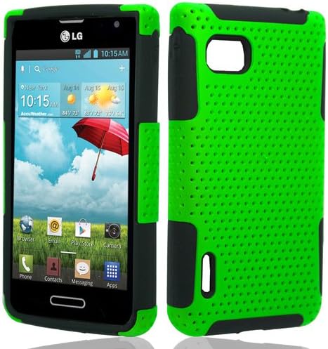 Mesh Hybrid Hard Case Gel Cover For LG Optimus F3 MS659, Green Black